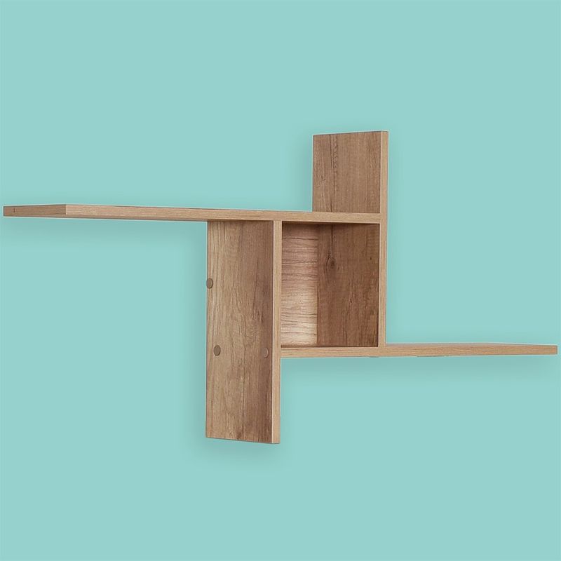Casa si Gradina - Mobilier - Biblioteci si rafturi - Etajere - Etajera de perete, Hanah Home, pal melaminat, nuc deschis, 100x50x18 cm - Infinity.ro