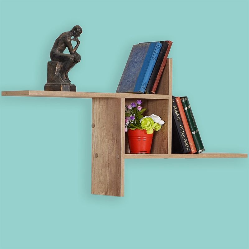 Casa si Gradina - Mobilier - Biblioteci si rafturi - Etajere - Etajera de perete, Hanah Home, pal melaminat, nuc deschis, 100x50x18 cm - Infinity.ro