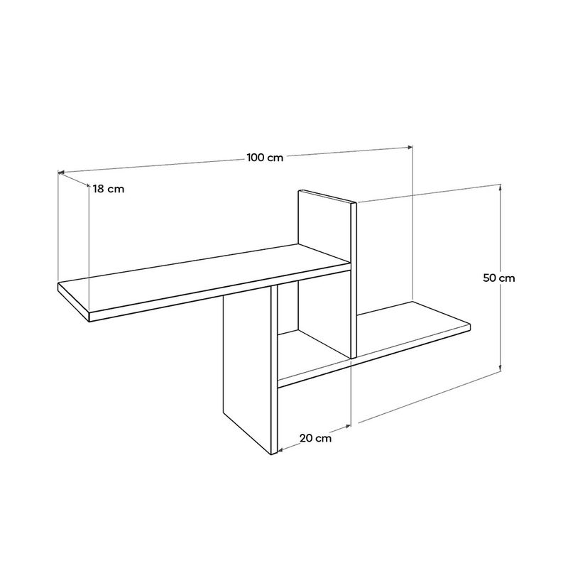Casa si Gradina - Mobilier - Biblioteci si rafturi - Etajere - Etajera de perete, Hanah Home, pal melaminat, nuc deschis, 100x50x18 cm - Infinity.ro