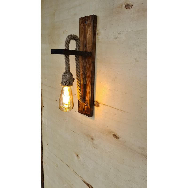 Casa si Gradina - Corpuri si surse de iluminat - Plafoniere, aplice si spoturi - Aplica de perete, Opviq, lemn masiv de pin, nuc, 45x9x17 cm - Infinity.ro