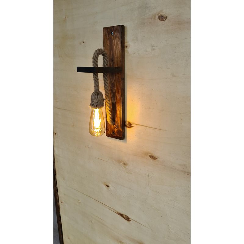 Casa si Gradina - Corpuri si surse de iluminat - Plafoniere, aplice si spoturi - Aplica de perete, Opviq, lemn masiv de pin, nuc, 45x9x17 cm - Infinity.ro