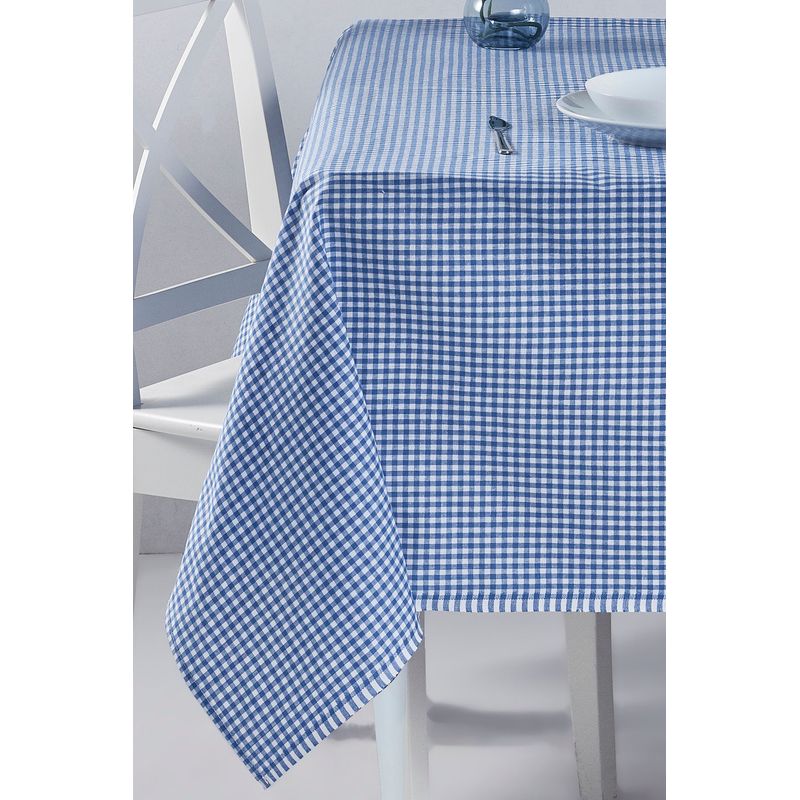Casa si Gradina - Textile si covoare - Textile bucatarie - Fete de masa - Fata de masa, Hermia, albastru, 170x170 cm, 100% bumbac, model in carouri - Infinity.ro