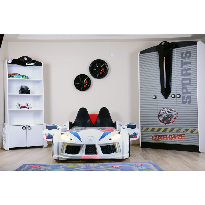 Casa si Gradina - Mobilier - Mobilier copii - Patuturi copii - Pat auto, Hanah Home, panou aglomerat melaminat, multicolor, 130x60x235 cm - Infinity.ro