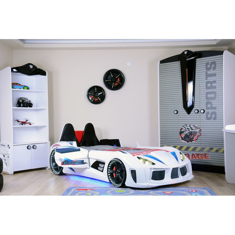 Casa si Gradina - Mobilier - Mobilier copii - Patuturi copii - Pat auto, Hanah Home, panou aglomerat melaminat, multicolor, 130x60x235 cm - Infinity.ro