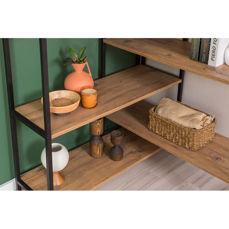 Casa si Gradina - Mobilier - Biblioteci si rafturi - Biblioteci - Biblioteca, Hanah Home, PAL melaminat, pin atlantic si negru, 94x94x177 cm - Infinity.ro