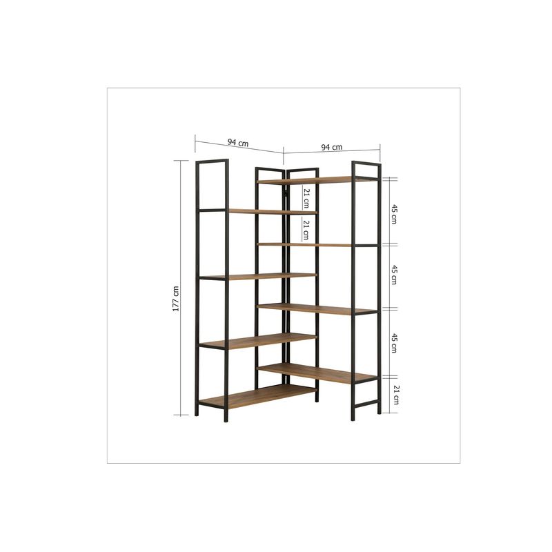 Casa si Gradina - Mobilier - Biblioteci si rafturi - Biblioteci - Biblioteca, Hanah Home, PAL melaminat, pin atlantic si negru, 94x94x177 cm - Infinity.ro