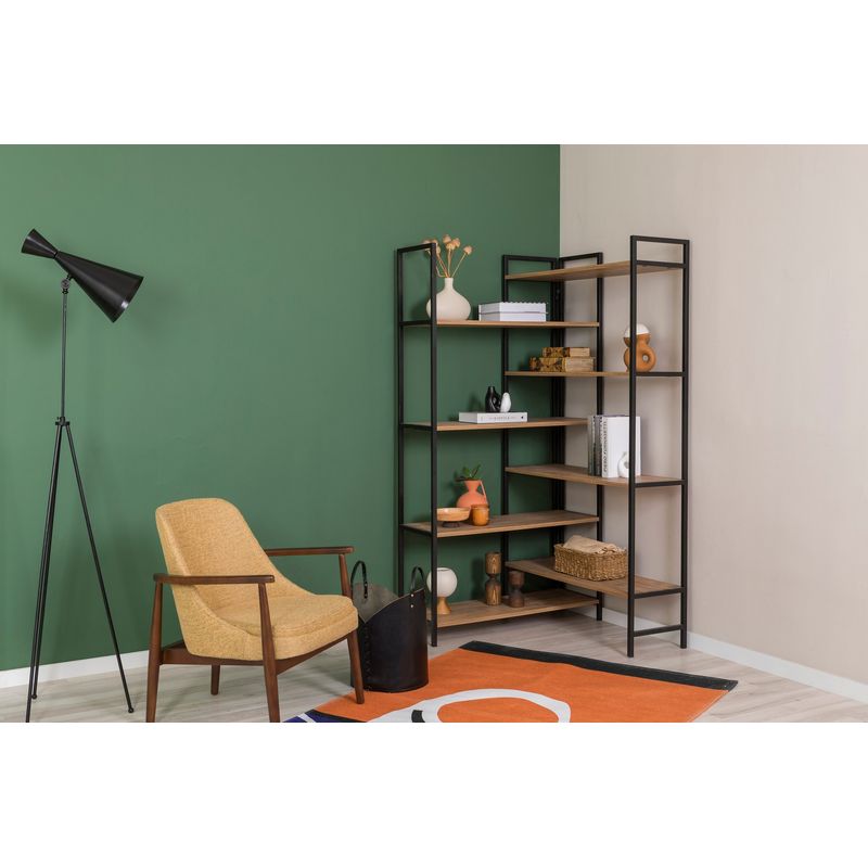 Casa si Gradina - Mobilier - Biblioteci si rafturi - Biblioteci - Biblioteca, Hanah Home, PAL melaminat, pin atlantic si negru, 94x94x177 cm - Infinity.ro