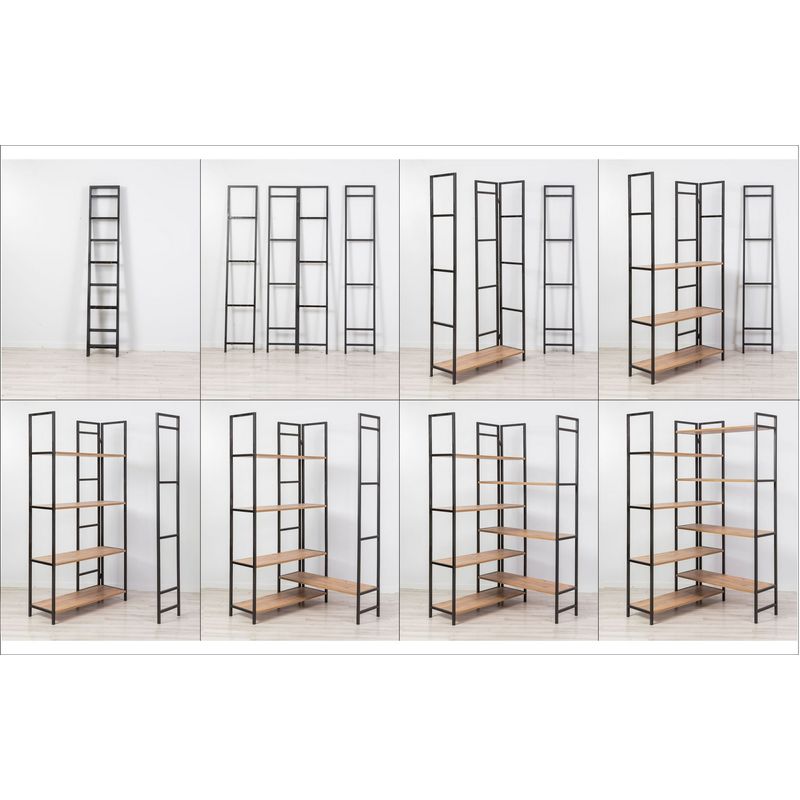 Casa si Gradina - Mobilier - Biblioteci si rafturi - Biblioteci - Biblioteca, Hanah Home, PAL melaminat, pin atlantic si negru, 94x94x177 cm - Infinity.ro