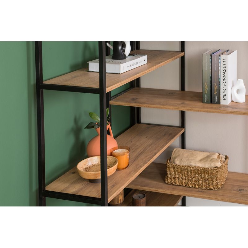 Casa si Gradina - Mobilier - Biblioteci si rafturi - Biblioteci - Biblioteca, Hanah Home, PAL melaminat, pin atlantic si negru, 94x94x177 cm - Infinity.ro