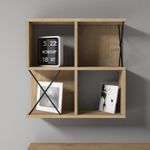 Casa si Gradina - Mobilier - Biblioteci si rafturi - Etajere - Etajera de perete, Hanah Home, pal melaminat, stejar si negru, 60x24x60 cm - Infinity.ro