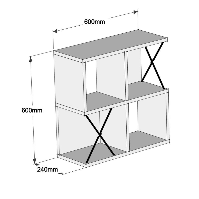 Casa si Gradina - Mobilier - Biblioteci si rafturi - Etajere - Etajera de perete, Hanah Home, pal melaminat, stejar si negru, 60x24x60 cm - Infinity.ro