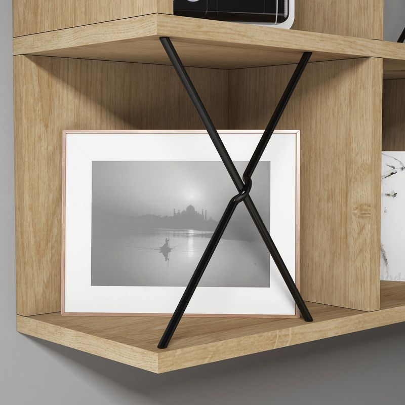 Casa si Gradina - Mobilier - Biblioteci si rafturi - Etajere - Etajera de perete, Hanah Home, pal melaminat, stejar si negru, 60x24x60 cm - Infinity.ro
