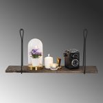 Casa si Gradina - Mobilier - Biblioteci si rafturi - Etajere - Etajera de perete, Hanah Home, lemn molid si metal, negru si nuc inchis, 60x27x15 cm - Infinity.ro