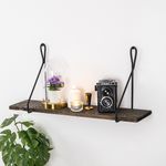 Casa si Gradina - Mobilier - Biblioteci si rafturi - Etajere - Etajera de perete, Hanah Home, lemn molid si metal, negru si nuc inchis, 60x27x15 cm - Infinity.ro