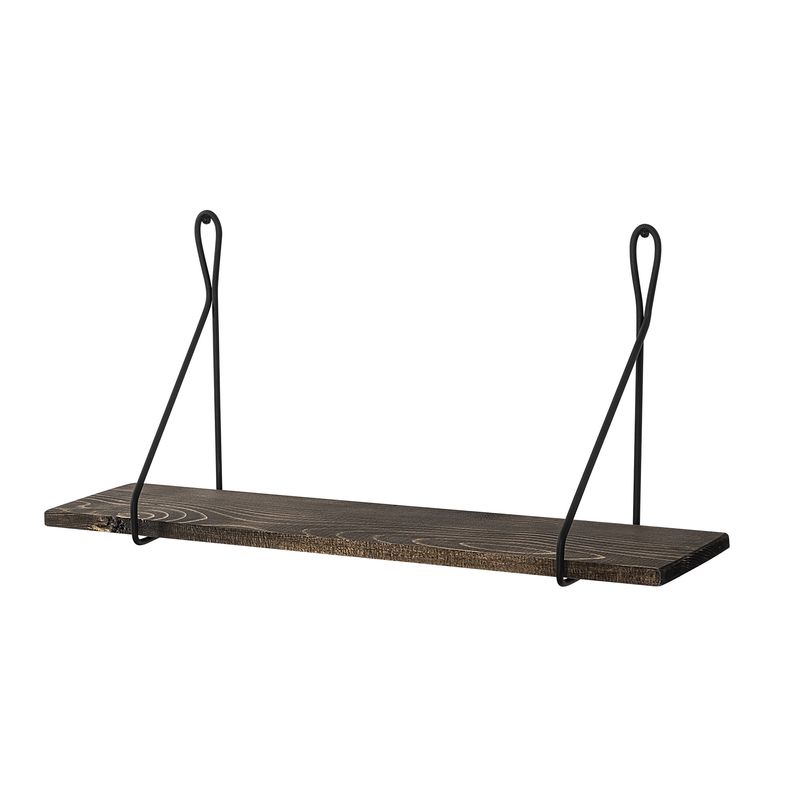 Casa si Gradina - Mobilier - Biblioteci si rafturi - Etajere - Etajera de perete, Hanah Home, lemn molid si metal, negru si nuc inchis, 60x27x15 cm - Infinity.ro