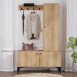 Casa si Gradina - Mobilier - Organizare si depozitare - Cuiere - Cuier, Hanah Home, pal melaminat, stejar si negru, 110x40x175 cm - Infinity.ro