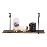 Casa si Gradina - Mobilier - Biblioteci si rafturi - Etajere - Etajera de perete, Hanah Home, lemn molid si metal, negru si nuc inchis, 60x27x15 cm - Infinity.ro