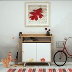 Casa si Gradina - Mobilier - Organizare si depozitare - Organizator incaltaminte - Dulap pentru pantofi, Hanah Home, pal melaminat, stejar si alb, 100x35x102 cm - Infinity.ro