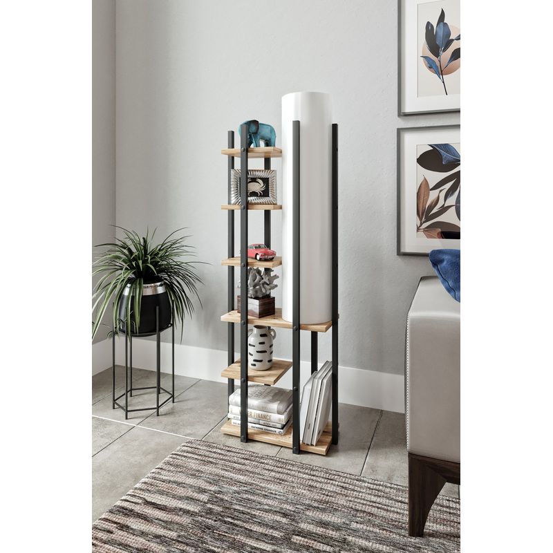 Casa si Gradina - Corpuri si surse de iluminat - Veioze si lampi - Lampadare - Lampadar, Opviq, placa de particule si mdf, negru alb natural, 45x25x135 cm - Infinity.ro