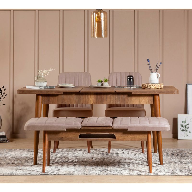 Casa si Gradina - Mobilier - Scaune si fotolii - Scaune - Scaun, Hanah Home, catifea, nuc si piatra, 47x46x89 cm - Infinity.ro