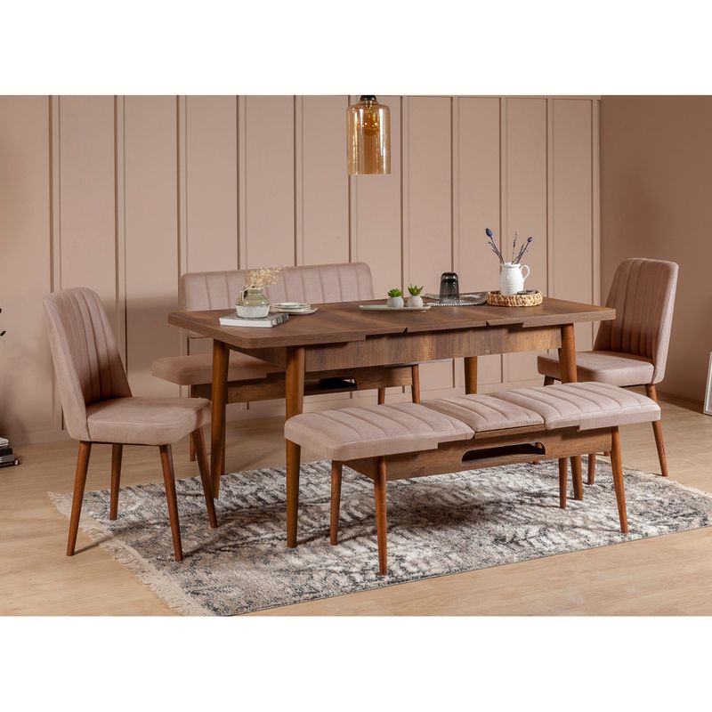 Casa si Gradina - Mobilier - Scaune si fotolii - Scaune - Scaun, Hanah Home, catifea, nuc si piatra, 47x46x89 cm - Infinity.ro