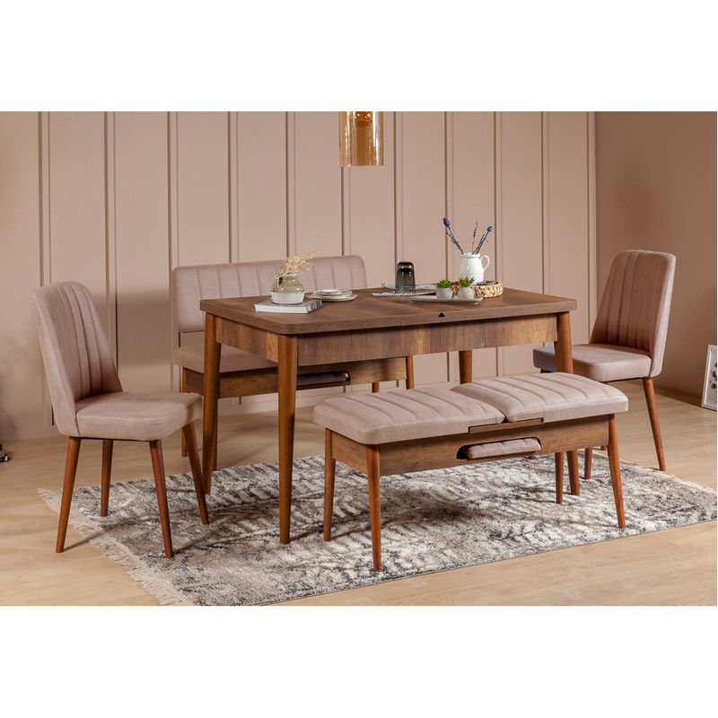 Casa si Gradina - Mobilier - Scaune si fotolii - Scaune - Scaun, Hanah Home, catifea, nuc si piatra, 47x46x89 cm - Infinity.ro