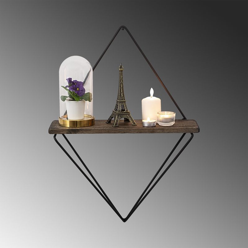 Casa si Gradina - Mobilier - Biblioteci si rafturi - Etajere - Etajera de perete, Hanah Home, lemn de molid si metal, negru si nuc inchis, 27x15x30 cm - Infinity.ro