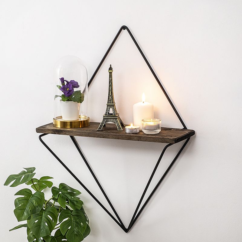 Casa si Gradina - Mobilier - Biblioteci si rafturi - Etajere - Etajera de perete, Hanah Home, lemn de molid si metal, negru si nuc inchis, 27x15x30 cm - Infinity.ro