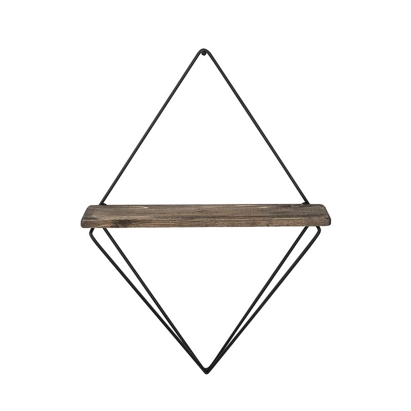 Casa si Gradina - Mobilier - Biblioteci si rafturi - Etajere - Etajera de perete, Hanah Home, lemn de molid si metal, negru si nuc inchis, 27x15x30 cm - Infinity.ro