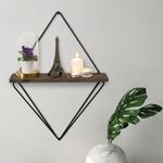 Casa si Gradina - Mobilier - Biblioteci si rafturi - Etajere - Etajera de perete, Hanah Home, lemn de molid si metal, negru si nuc inchis, 27x15x30 cm - Infinity.ro
