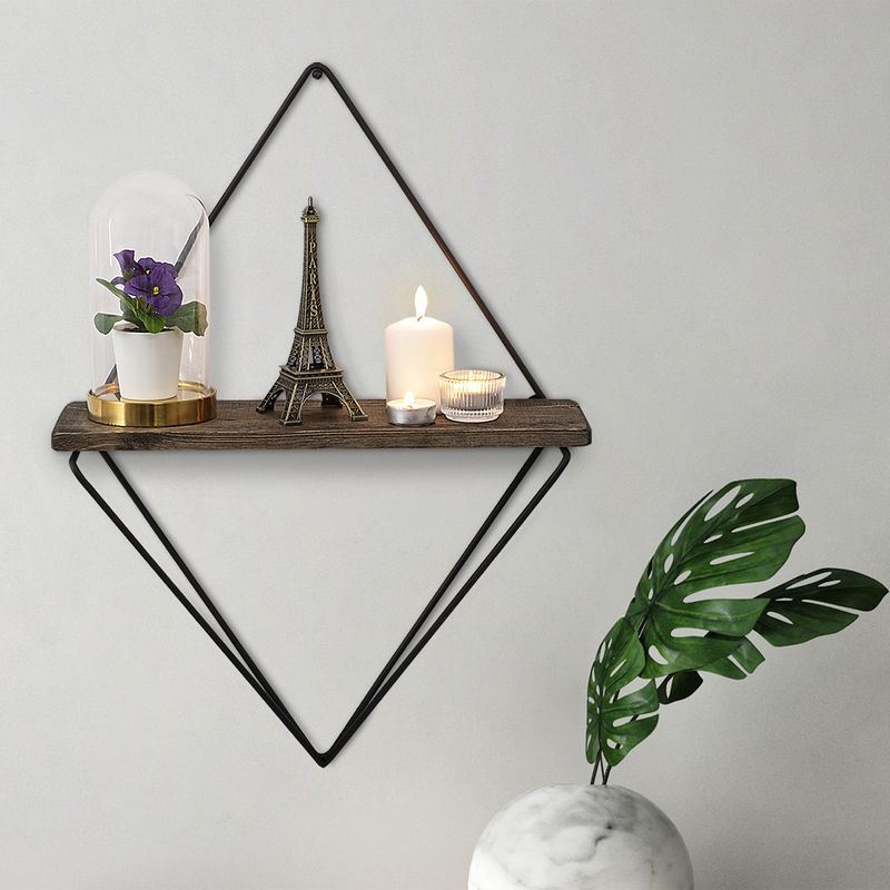 Casa si Gradina - Mobilier - Biblioteci si rafturi - Etajere - Etajera de perete, Hanah Home, lemn de molid si metal, negru si nuc inchis, 27x15x30 cm - Infinity.ro