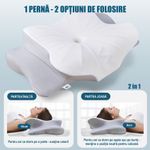 Casa si Gradina - Textile si covoare - Perne si pilote - Perne - Set de 2 Perne Ortopedice Cervicale pentru dormit Linomag®, Spuma cu Memorie, Alb/Gri deschis, 60 x 38 x 9-13 cm - Infinity.ro