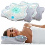 Casa si Gradina - Textile si covoare - Perne si pilote - Perne - Set de 2 Perne Ortopedice Cervicale pentru dormit Linomag®, Spuma cu Memorie, Alb/Gri deschis, 60 x 38 x 9-13 cm - Infinity.ro