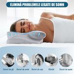 Casa si Gradina - Textile si covoare - Perne si pilote - Perne - Set de 2 Perne Ortopedice Cervicale pentru dormit Linomag®, Spuma cu Memorie, Alb/Gri deschis, 60 x 38 x 9-13 cm - Infinity.ro