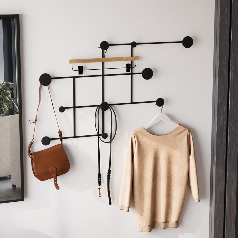 Casa si Gradina - Mobilier - Organizare si depozitare - Cuiere - Cuier de perete, Wallxpert, metal, negru, 112x64x10 cm - Infinity.ro