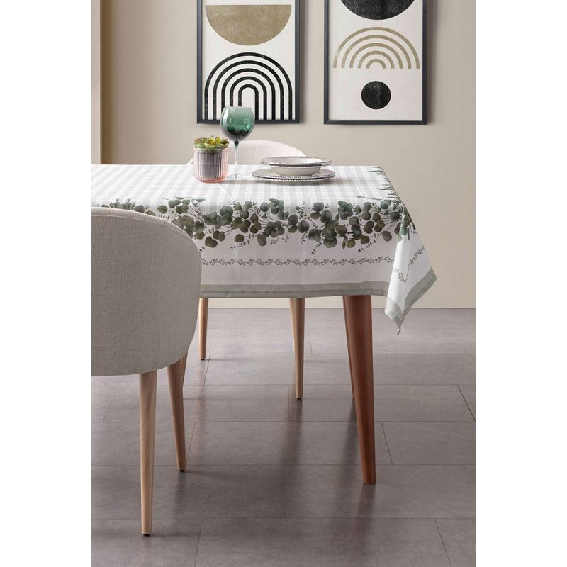 Casa si Gradina - Textile si covoare - Textile bucatarie - Fete de masa - Fata de masa, Hermia, verde si alb, 150x200 cm, 100% bumbac - Infinity.ro