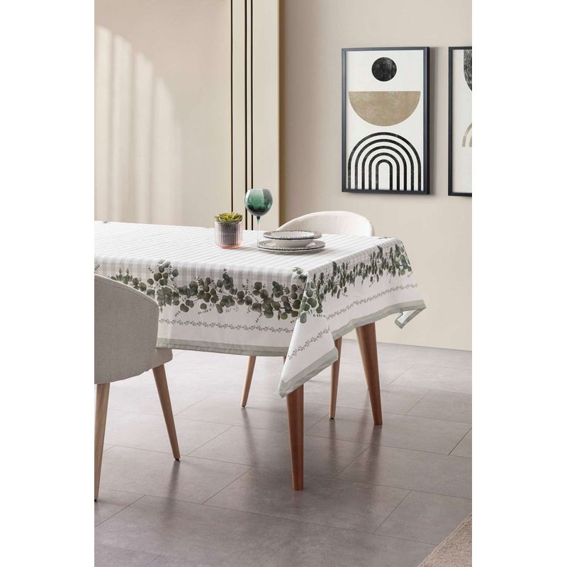 Casa si Gradina - Textile si covoare - Textile bucatarie - Fete de masa - Fata de masa, Hermia, verde si alb, 150x200 cm, 100% bumbac - Infinity.ro