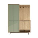 Casa si Gradina - Mobilier - Organizare si depozitare - Cuiere - Cuier hol, Hanah Home, pal melaminat, stejar si verde, 147.4x35.5x195.6 cm - Infinity.ro
