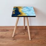 Casa si Gradina - Mobilier - Mese si birouri - Mese living - Masuta laterala, Hanah Home, mdf, albastru marin, auriu, alb, 35x35x42 cm - Infinity.ro