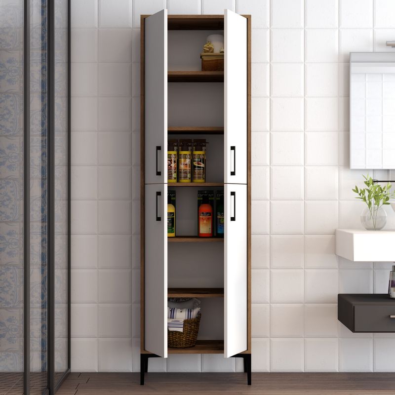 Casa si Gradina - Mobilier - Dulapuri si sifoniere - Dulapuri - Dulap multifunctional, Hanah Home, pal melaminat, nuc, alb, 60x35x200 cm - Infinity.ro