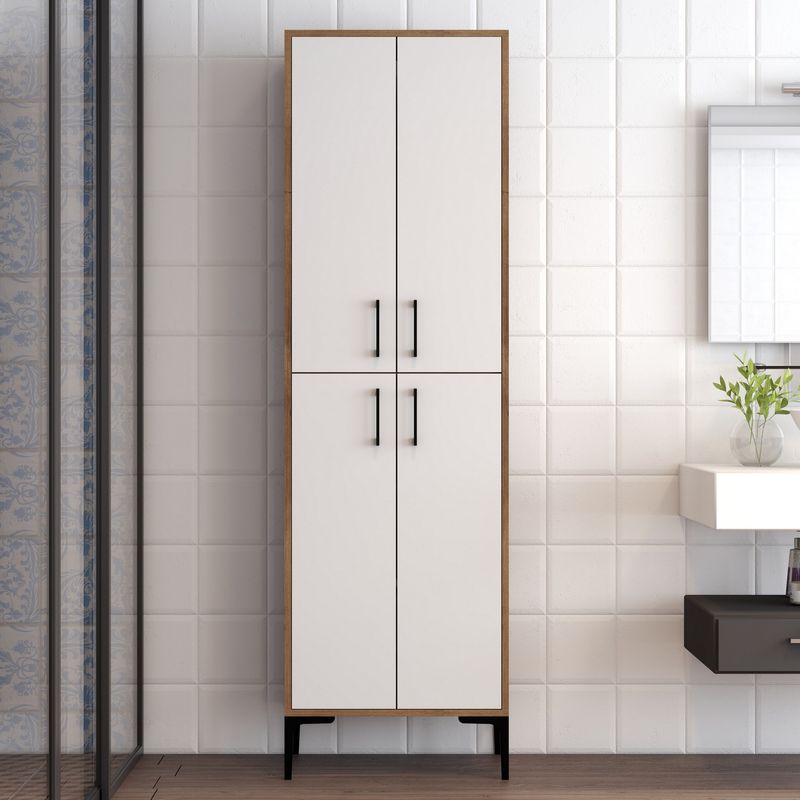 Casa si Gradina - Mobilier - Dulapuri si sifoniere - Dulapuri - Dulap multifunctional, Hanah Home, pal melaminat, nuc, alb, 60x35x200 cm - Infinity.ro
