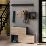 Casa si Gradina - Mobilier - Organizare si depozitare - Cuiere - Cuier, Hanah Home, pal melaminat, antracit si stejar sonoma, 120x78x40 cm - Infinity.ro