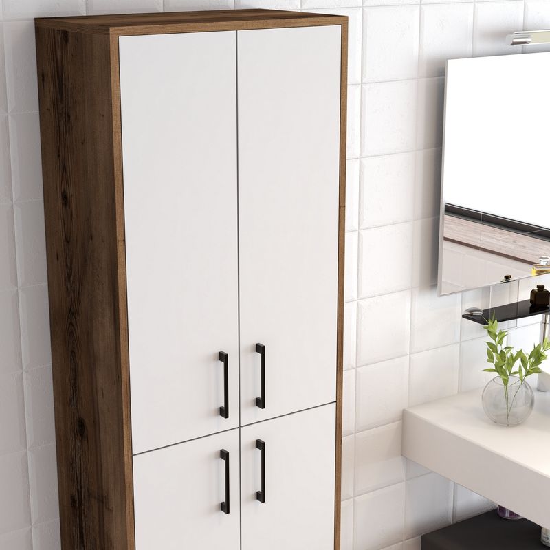 Casa si Gradina - Mobilier - Dulapuri si sifoniere - Dulapuri - Dulap multifunctional, Hanah Home, pal melaminat, nuc, alb, 60x35x200 cm - Infinity.ro