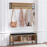 Casa si Gradina - Mobilier - Organizare si depozitare - Cuiere - Cuier, Hanah Home, pal melaminat, stejar si negru, 100x43x35 cm - Infinity.ro
