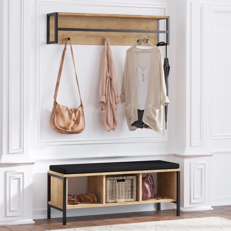 Casa si Gradina - Mobilier - Organizare si depozitare - Cuiere - Cuier, Hanah Home, pal melaminat, stejar si negru, 100x43x35 cm - Infinity.ro