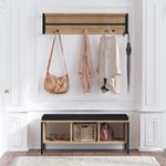 Casa si Gradina - Mobilier - Organizare si depozitare - Cuiere - Cuier, Hanah Home, pal melaminat, stejar si negru, 100x43x35 cm - Infinity.ro