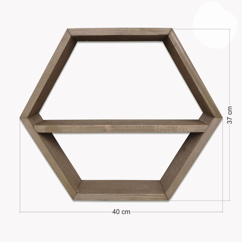 Casa si Gradina - Mobilier - Biblioteci si rafturi - Etajere - Etajera de perete, Hanah Home, lemn masiv, nuc, 40x37x10 cm, set 6 bucati - Infinity.ro