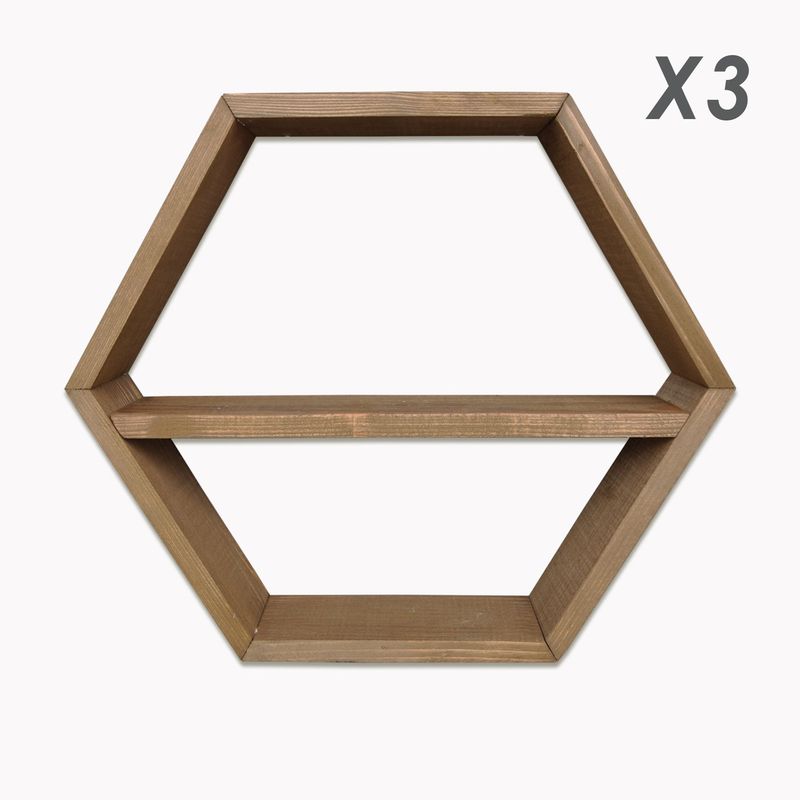 Casa si Gradina - Mobilier - Biblioteci si rafturi - Etajere - Etajera de perete, Hanah Home, lemn masiv, nuc, 40x37x10 cm, set 6 bucati - Infinity.ro