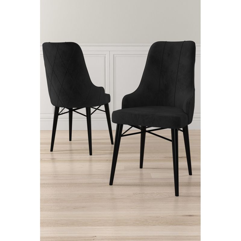 Casa si Gradina - Mobilier - Scaune si fotolii - Scaune - Set scaune, Hanah Home, metal, negru, 46x42x95 cm, 240CHR1701 - Infinity.ro