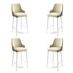 Casa si Gradina - Mobilier - Scaune si fotolii - Tabureti - Set taburete bar, Hanah Home, metal, crem alb, 45x43x105 cm, 4 bucati - Infinity.ro